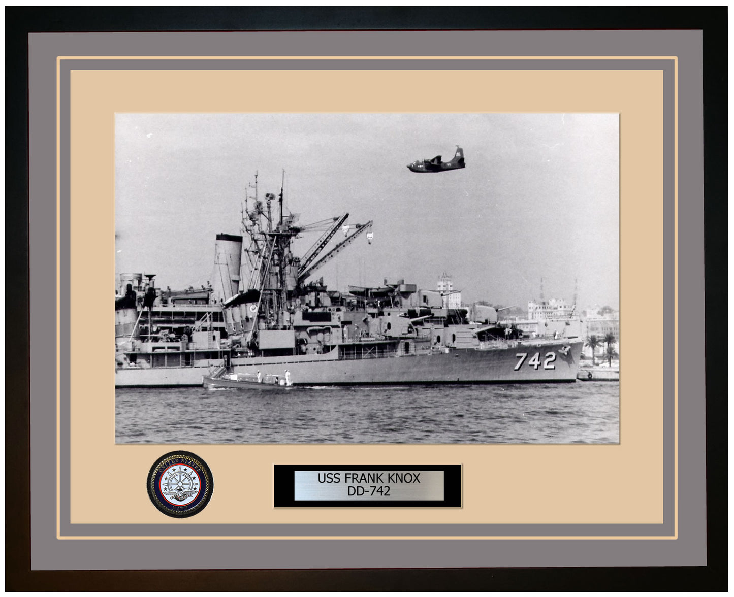 USS FRANK KNOX DD-742 Framed Navy Ship Photo Grey