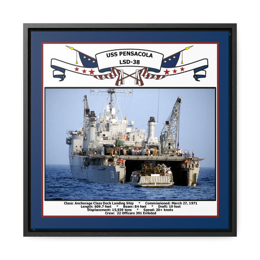 USS Pensacola LSD-38 Navy Floating Frame Photo Front View