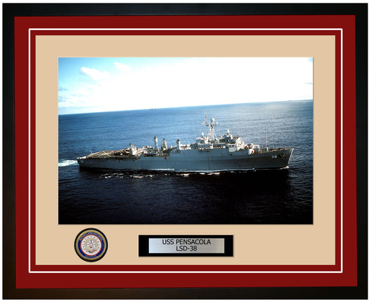 USS Pensacola LSD-38 Framed Navy Ship Photo Burgundy