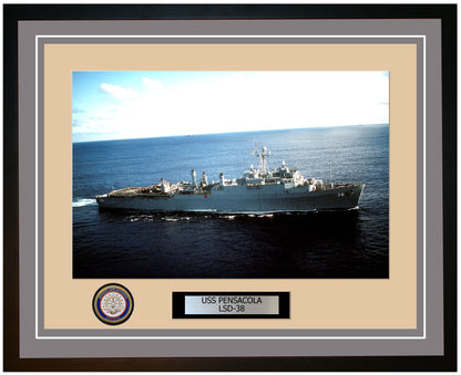 USS Pensacola LSD-38 Framed Navy Ship Photo Grey