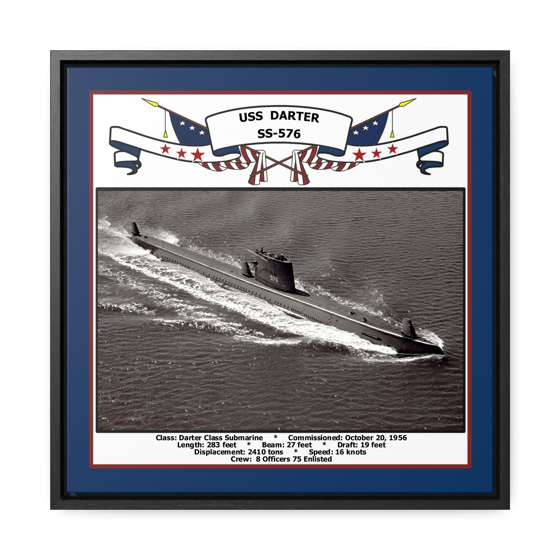 USS Darter SS-576 Navy Floating Frame Photo Front View