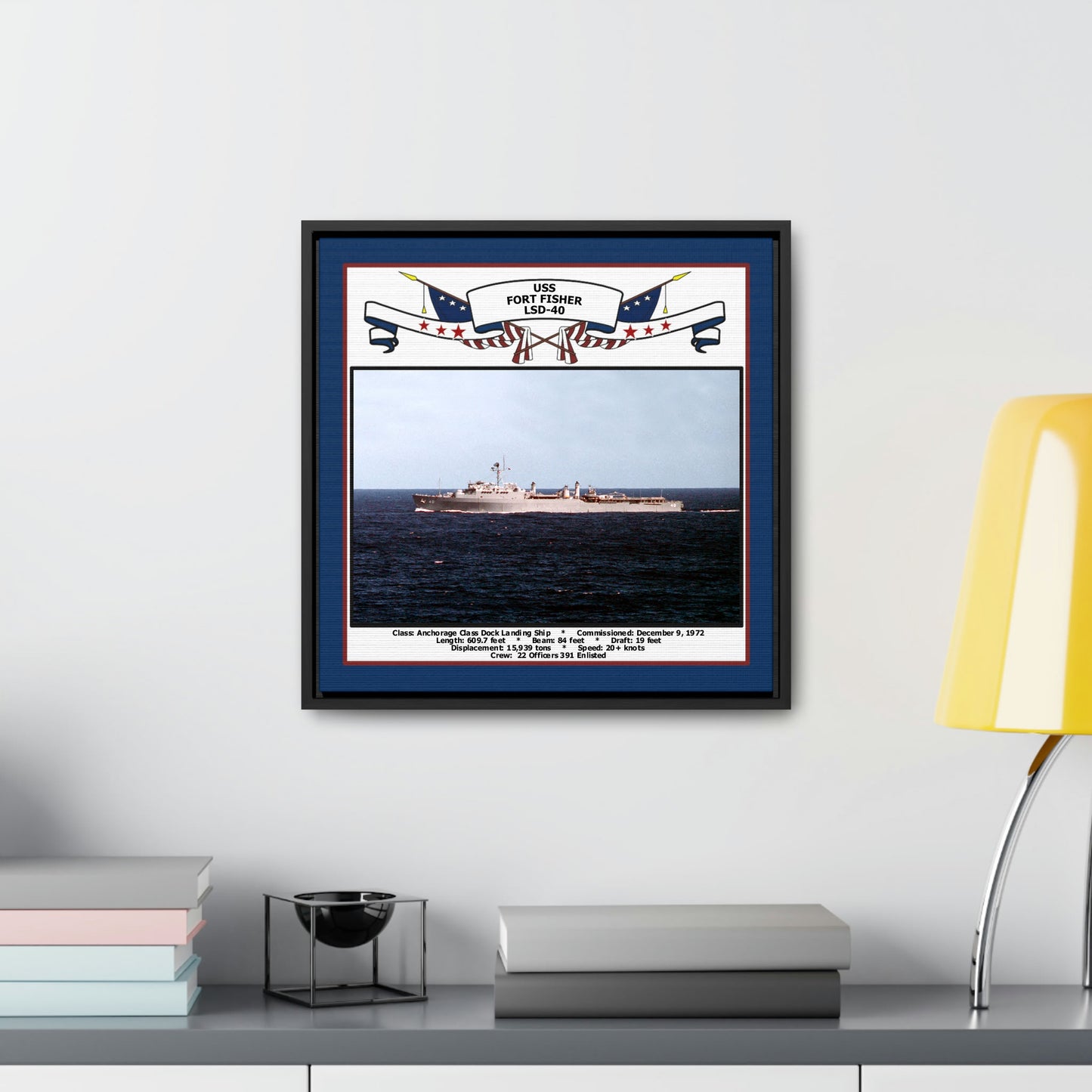 USS Fort Fisher LSD-40 Navy Floating Frame Photo Desk View