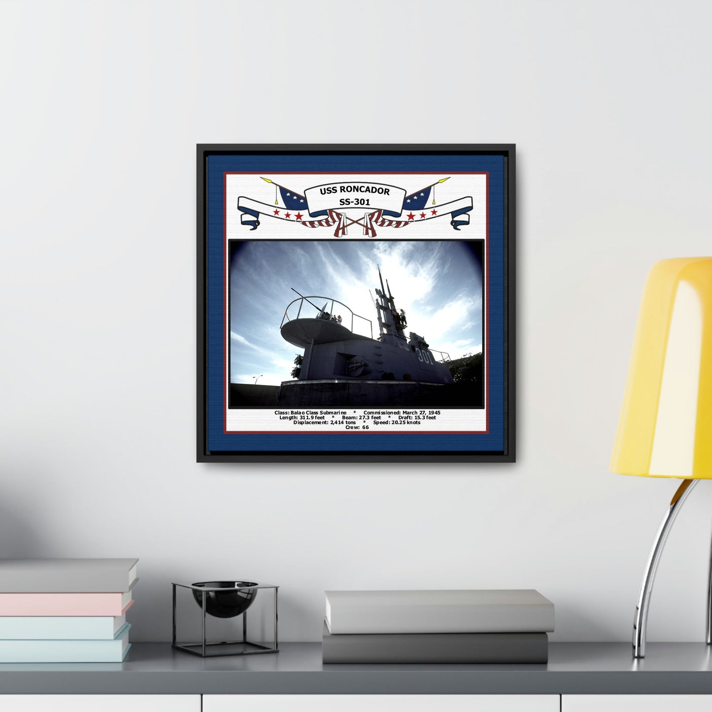 USS Roncador SS-301 Navy Floating Frame Photo Desk View