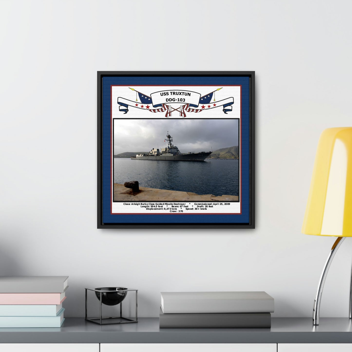 USS Truxtun DDG-103 Navy Floating Frame Photo Desk View