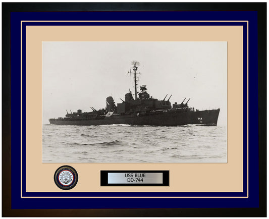 USS BLUE DD-744 Framed Navy Ship Photo Blue