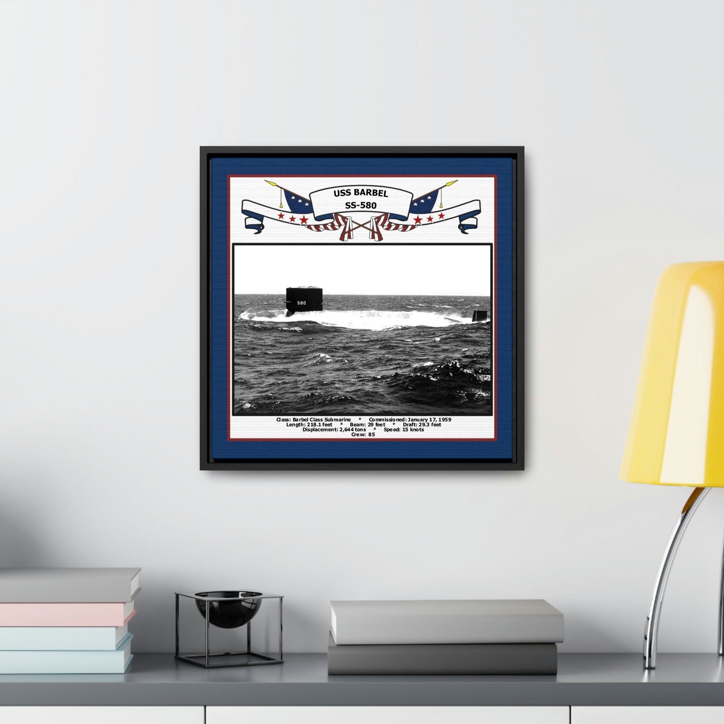 USS Barbel SS-580 Navy Floating Frame Photo Desk View