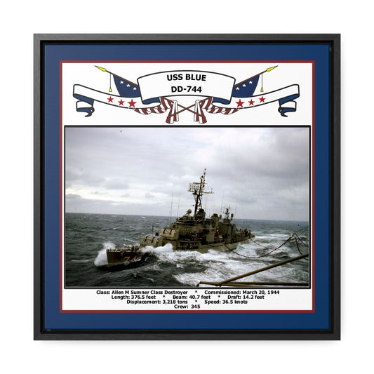 USS Blue DD-744 Navy Floating Frame Photo Front View