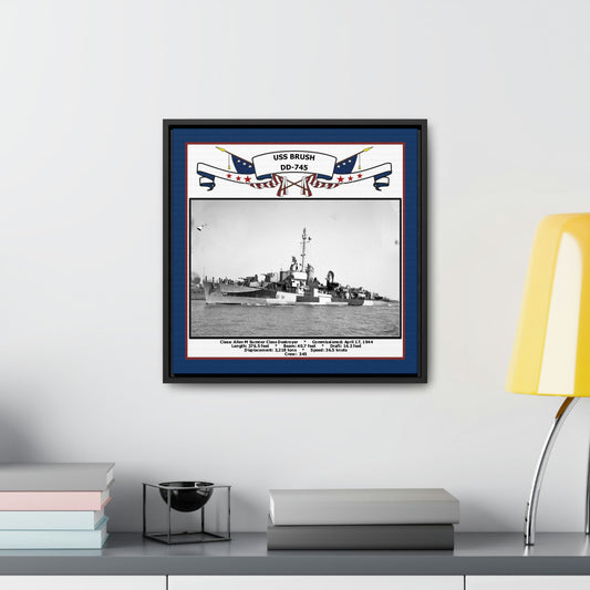 USS Brush DD-745 Navy Floating Frame Photo Desk View