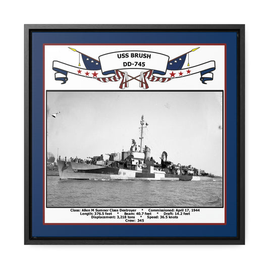 USS Brush DD-745 Navy Floating Frame Photo Front View