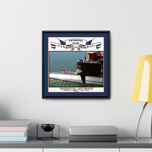 USS Bonefish SS-582 Navy Floating Frame Photo Desk View