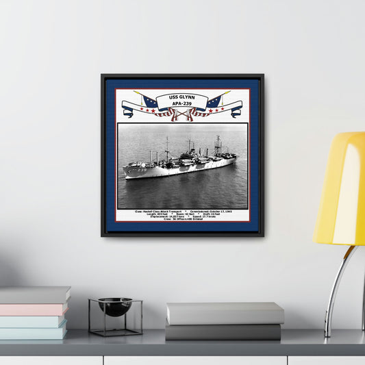 USS Glynn APA-239 Navy Floating Frame Photo Desk View