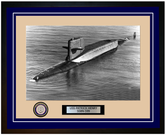 USS Patrick Henry SSBN-599 Framed Navy Ship Photo Blue