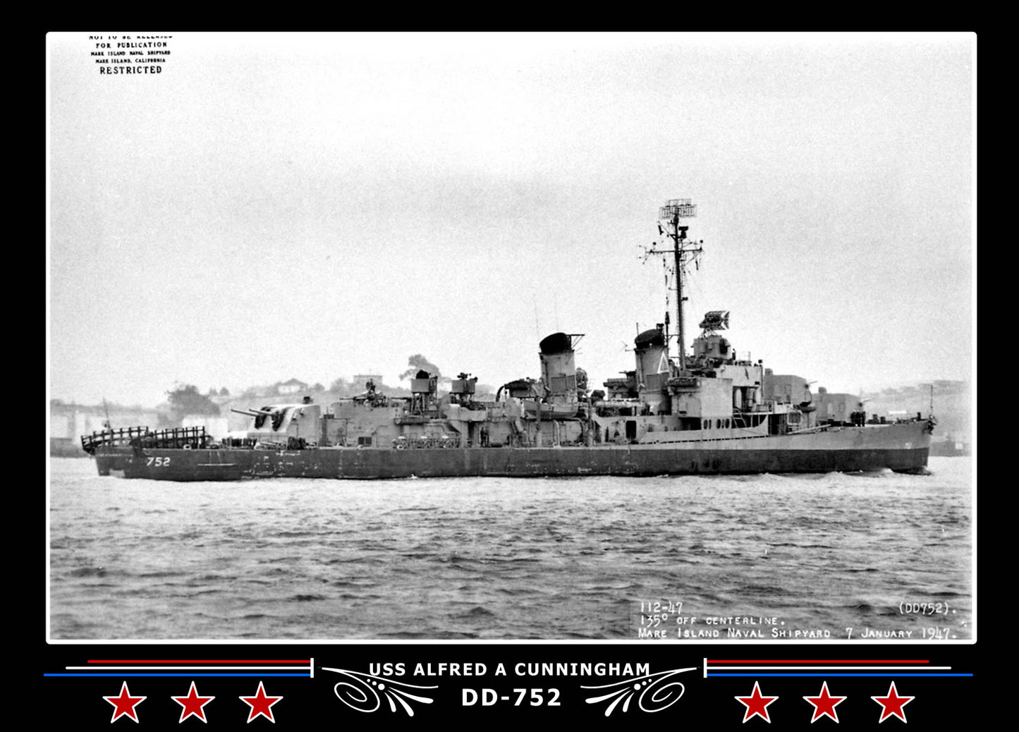 USS Alfred A Cunningham DD-752 Canvas Photo Print