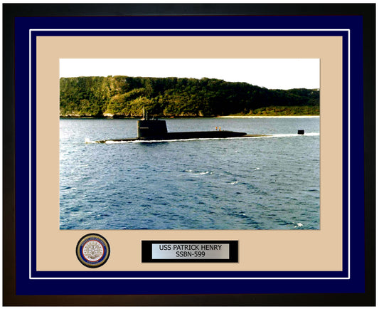 USS Patrick Henry SSBN-599 Framed Navy Ship Photo Blue