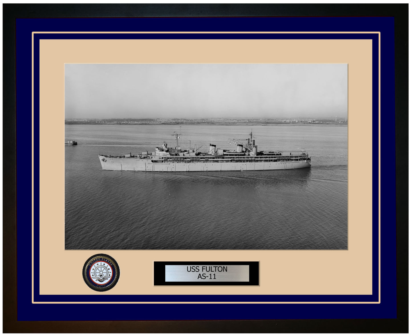 USS FULTON AS-11 Framed Navy Ship Photo Blue