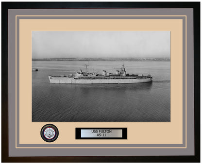 USS FULTON AS-11 Framed Navy Ship Photo Grey