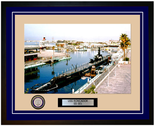 USS Roncador SS-301 Framed Navy Ship Photo Blue