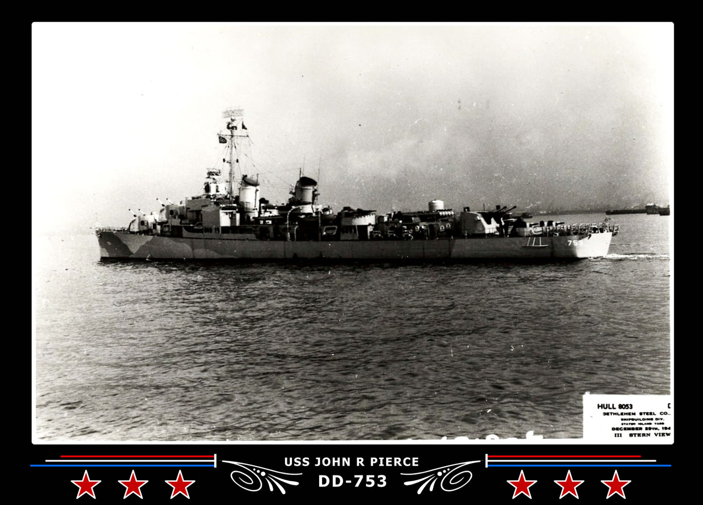 USS John R Pierce DD-753 Canvas Photo Print