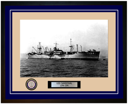 USS Sandoval LPA-194 Framed Navy Ship Photo Blue