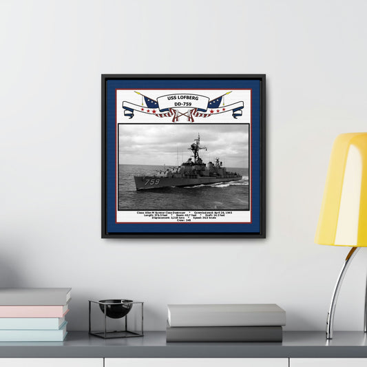 USS Lofberg DD-759 Navy Floating Frame Photo Desk View
