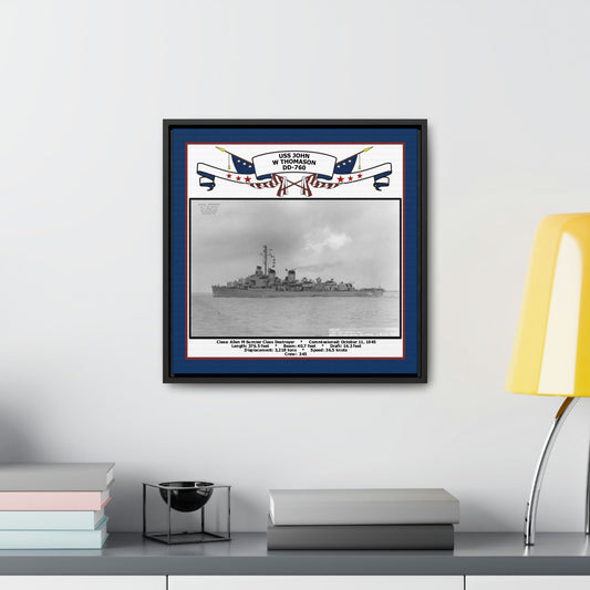 USS John W Thomason DD-760 Navy Floating Frame Photo Desk View