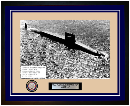 USS Alexander Hamilton SSBN-617 Framed Navy Ship Photo Blue