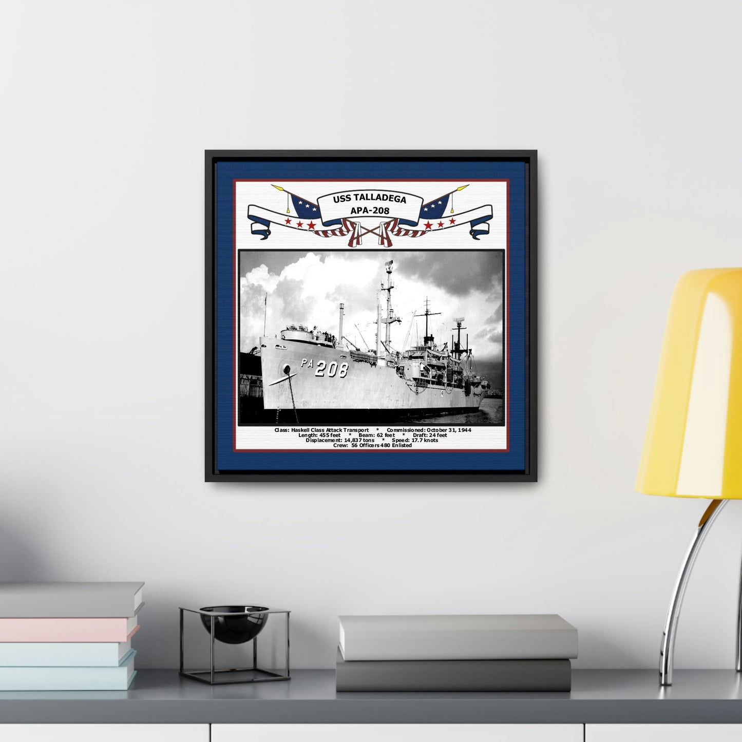 USS Talladega APA-208 Navy Floating Frame Photo Desk View