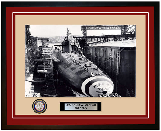 USS Andrew Jackson SSBN-619 Framed Navy Ship Photo Burgundy