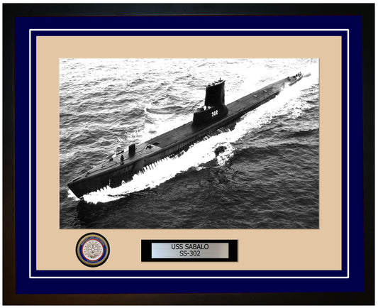 USS Sabalo SS-302 Framed Navy Ship Photo Blue