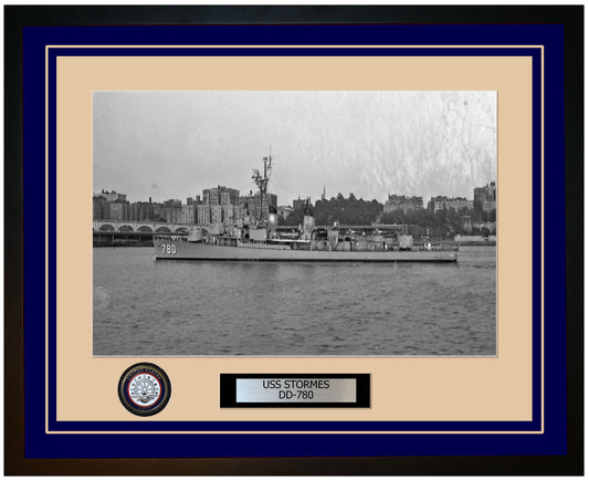 USS STORMES DD-780 Framed Navy Ship Photo Blue