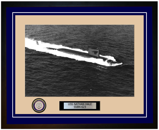USS Nathan Hale SSBN-623 Framed Navy Ship Photo Blue