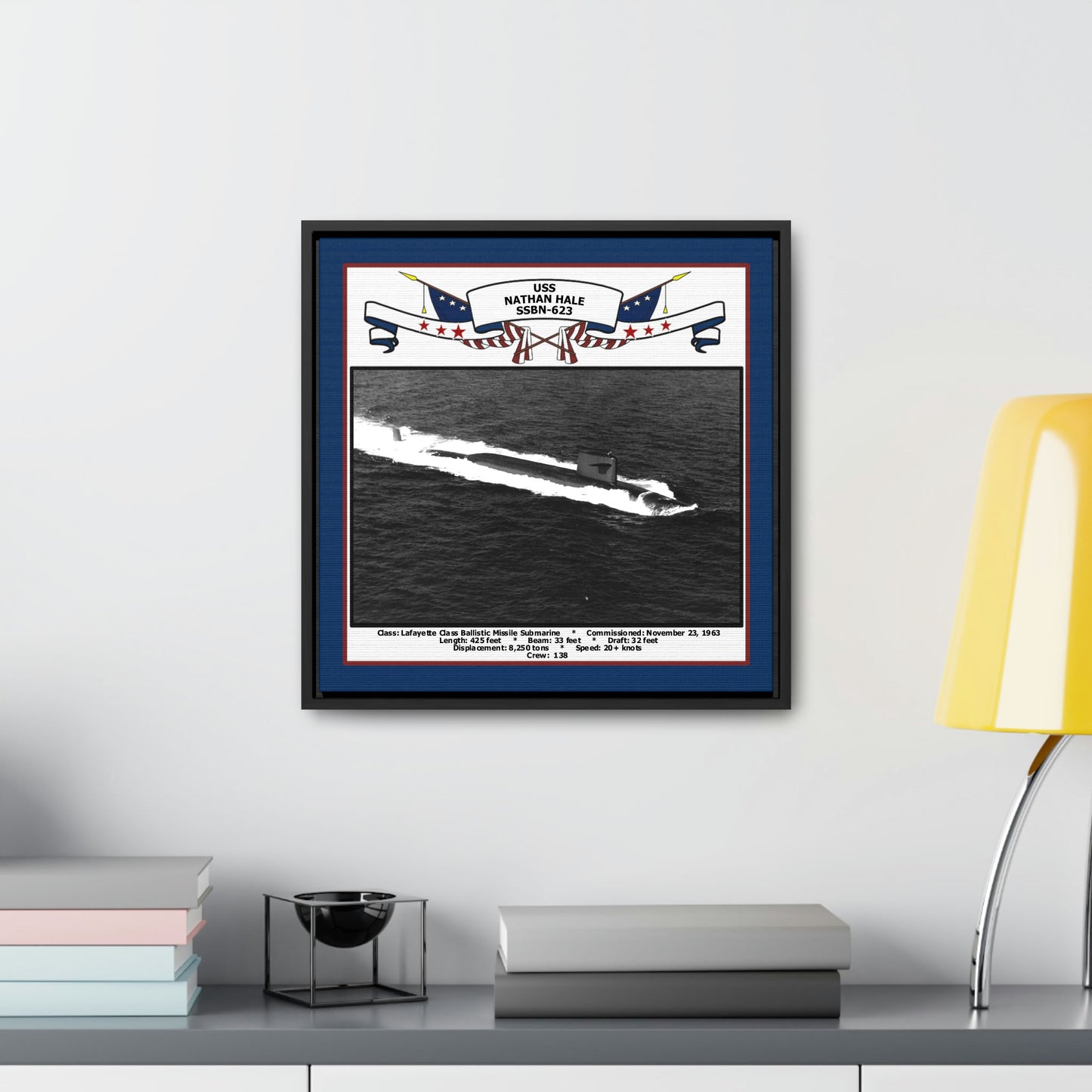 USS Nathan Hale SSBN-623 Navy Floating Frame Photo Desk View