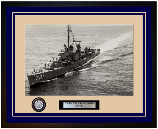 USS ROBERT K HUNTINGTON DD-781 Framed Navy Ship Photo Blue