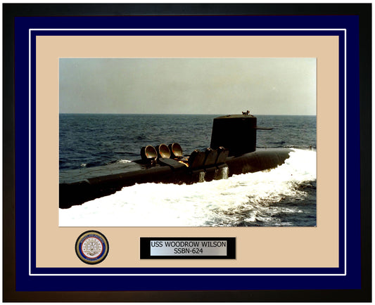 USS Woodrow Wilson SSBN-624 Framed Navy Ship Photo Blue