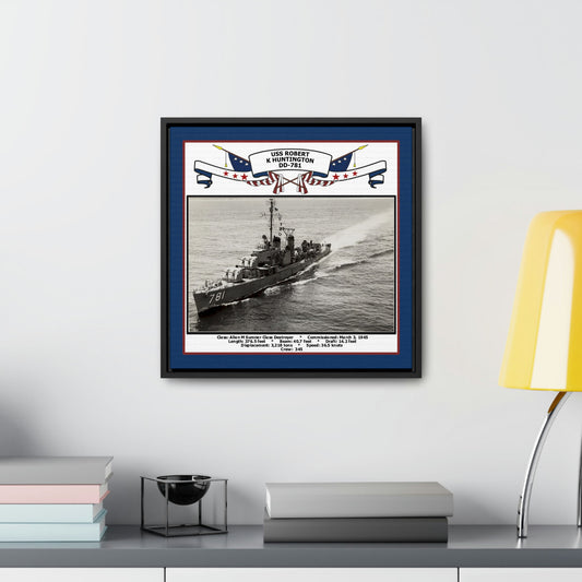 USS Robert K Huntington DD-781 Navy Floating Frame Photo Desk View