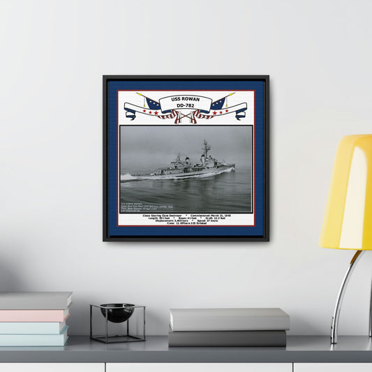 USS Rowan DD-782 Navy Floating Frame Photo Desk View