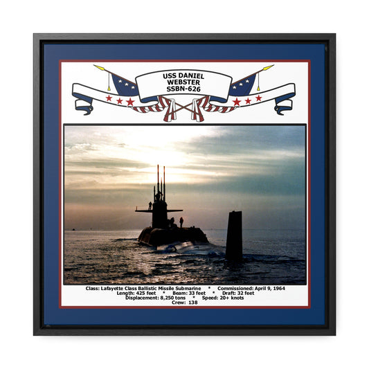 USS Daniel Webster SSBN-626 Navy Floating Frame Photo Front View