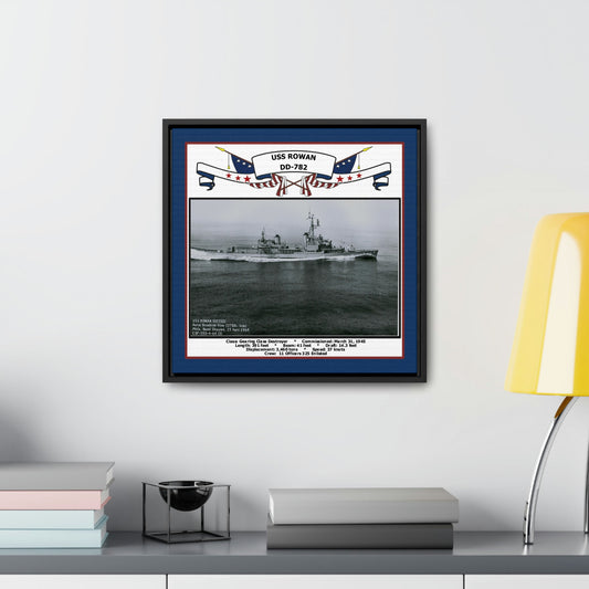 USS Rowan DD-782 Navy Floating Frame Photo Desk View