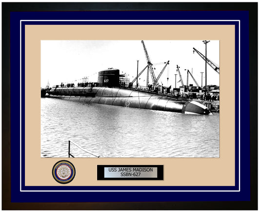 USS James Madison SSBN-627 Framed Navy Ship Photo Blue
