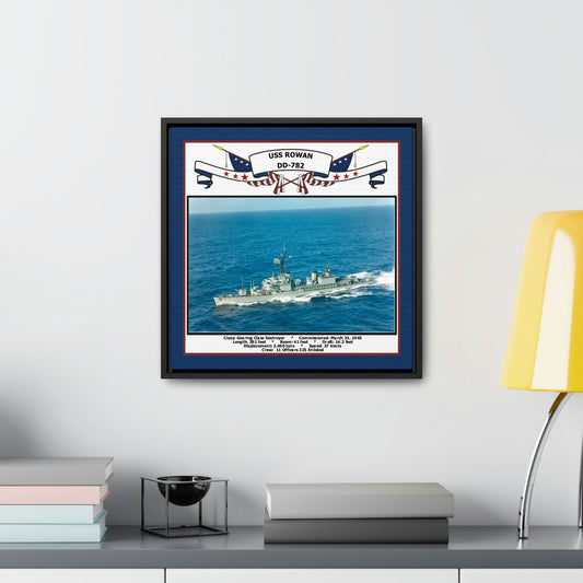USS Rowan DD-782 Navy Floating Frame Photo Desk View