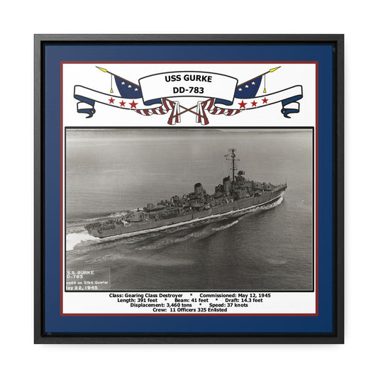 USS Gurke DD-783 Navy Floating Frame Photo Front View