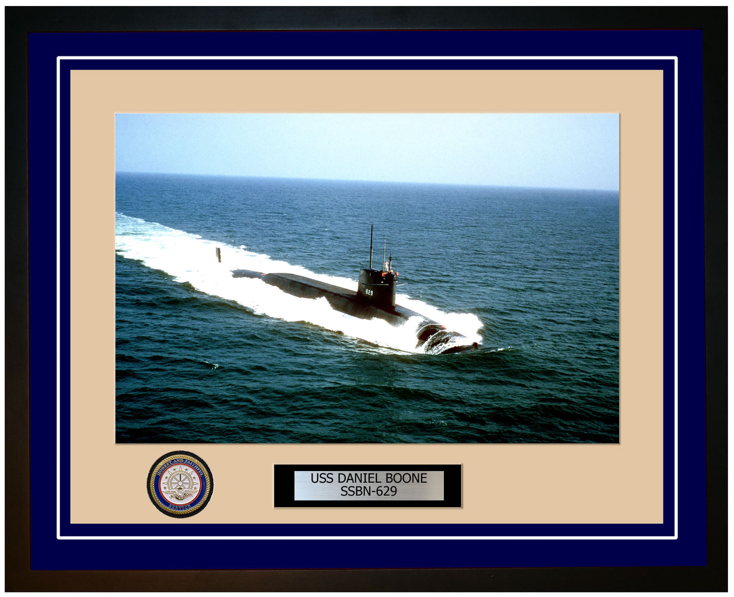 USS Daniel Boone SSBN-629 Framed Navy Ship Photo Blue