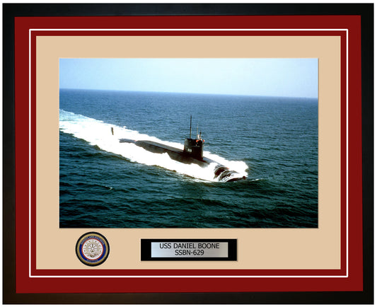 USS Daniel Boone SSBN-629 Framed Navy Ship Photo Burgundy