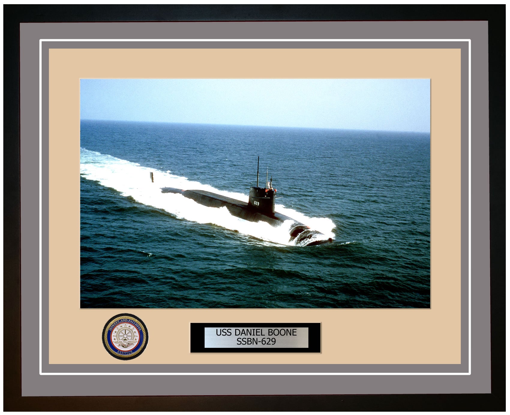 USS Daniel Boone SSBN-629 Framed Navy Ship Photo Grey