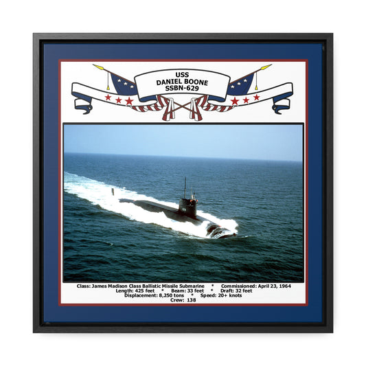 USS Daniel Boone SSBN-629 Navy Floating Frame Photo Front View