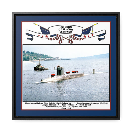 USS John C Calhoun SSBN-630 Navy Floating Frame Photo Front View
