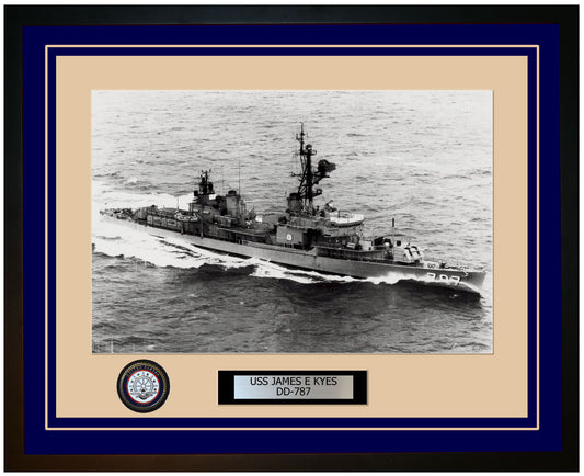 USS JAMES E KYES DD-787 Framed Navy Ship Photo Blue