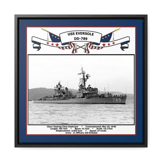 USS Eversole DD-789 Navy Floating Frame Photo Front View