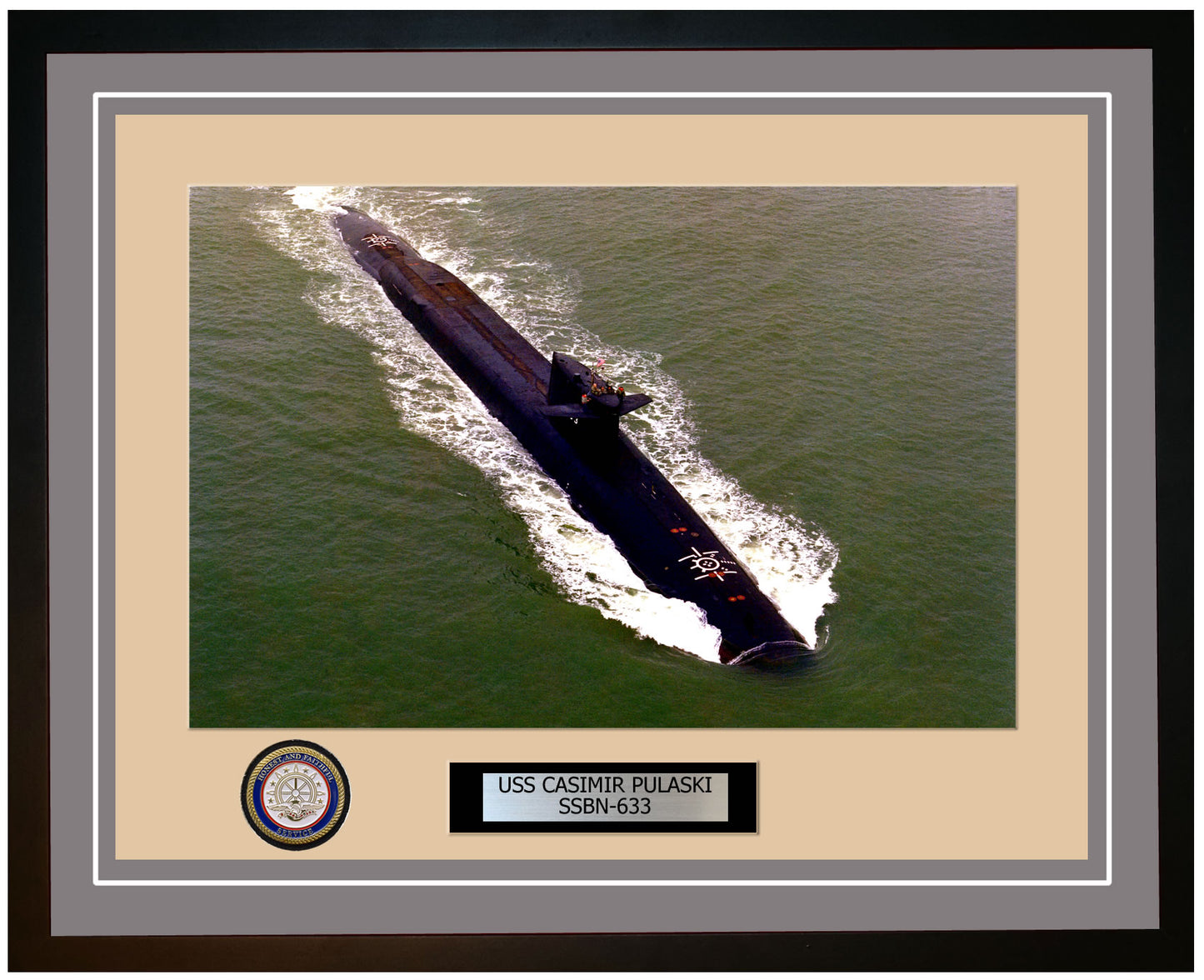 USS Casimir Pulaski SSBN-633 Framed Navy Ship Photo Grey