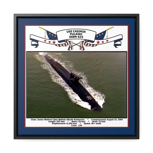 USS Casimir Pulaski SSBN-633 Navy Floating Frame Photo Front View